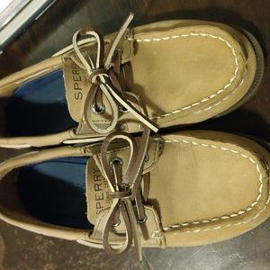 Boys tan Sperry Top-siders US 13M all leather